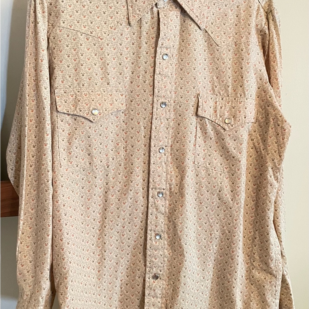 Vintage Lee extra long tails Western floral Shirt made in USA